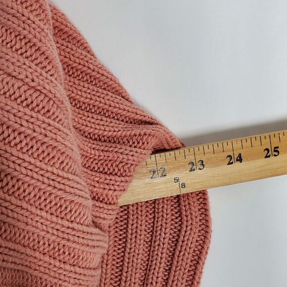 GAP Cardigan Sweater Chunky Cable Knit  Cotton Small S Dusty Rose Open Front - Picture 5 of 7